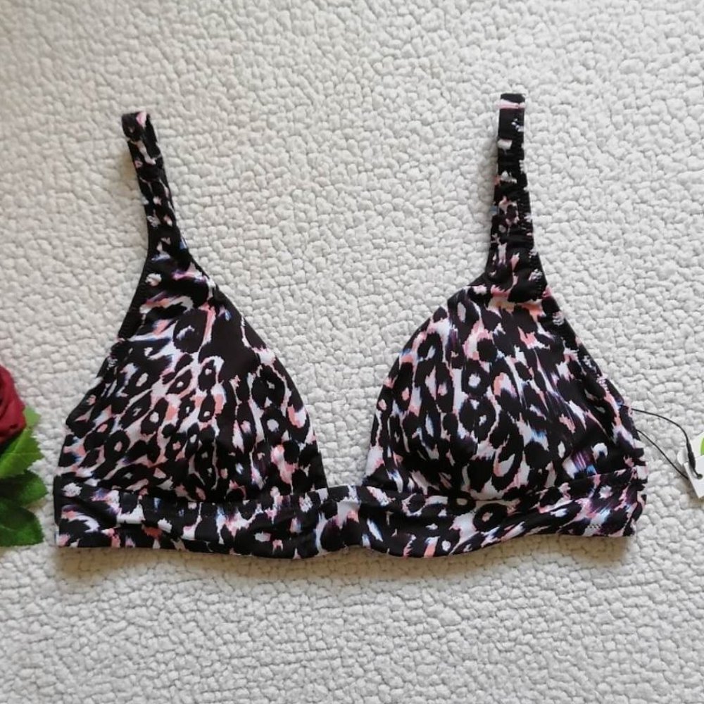Sanctuary Women’s Leopard Cinch Back Hipster Bikini Top, Size L